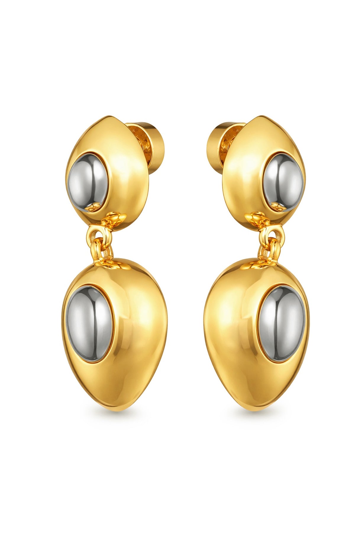 Gold Plated Brass Geometric Statement Dangler Earrings