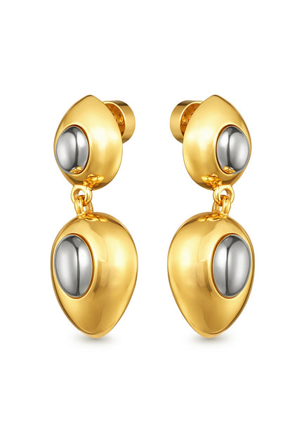 Gold Plated Brass Geometric Statement Dangler Earrings