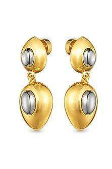 Gold Plated Brass Geometric Statement Dangler Earrings