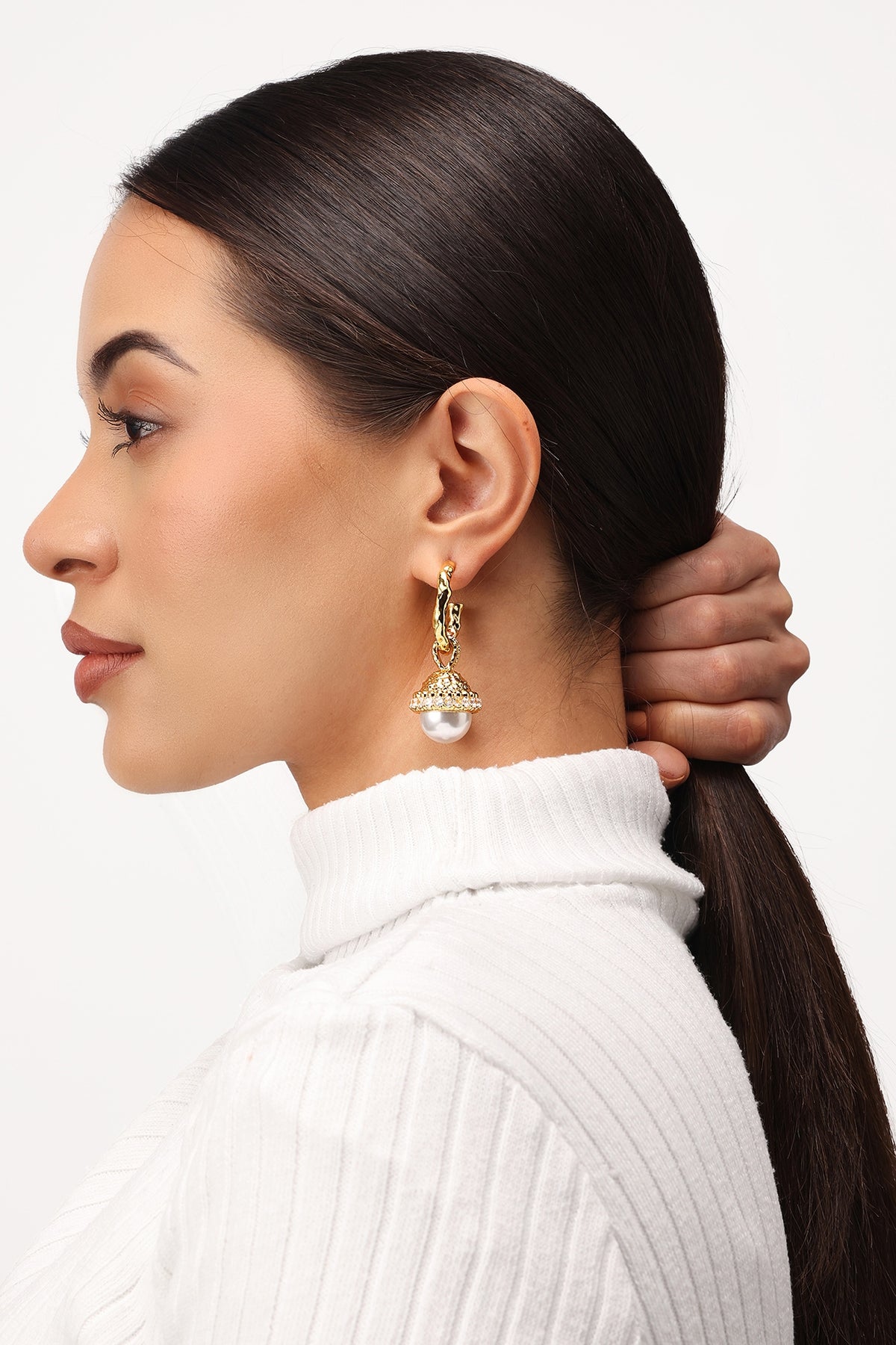 Gold Plated Brush-Shaped Drop Earrings