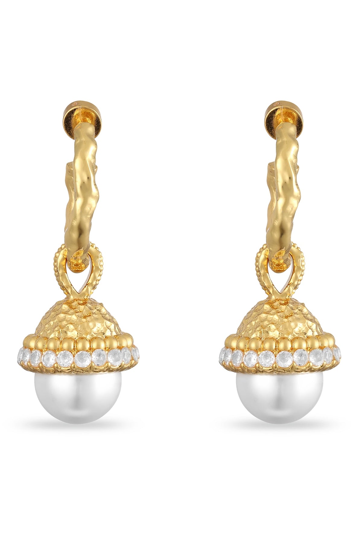 Gold Plated Brush-Shaped Drop Earrings