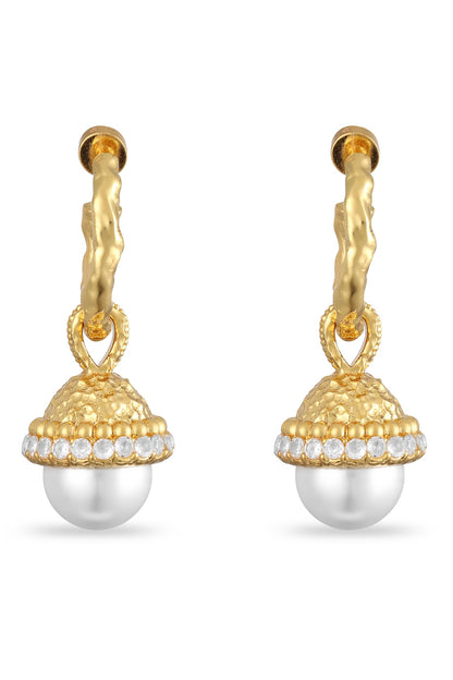 Gold Plated Brush-Shaped Drop Earrings