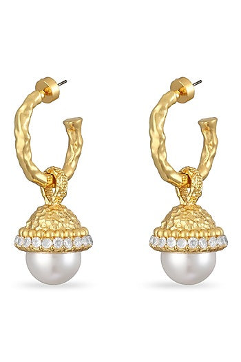 Gold Plated Brush-Shaped Drop Earrings