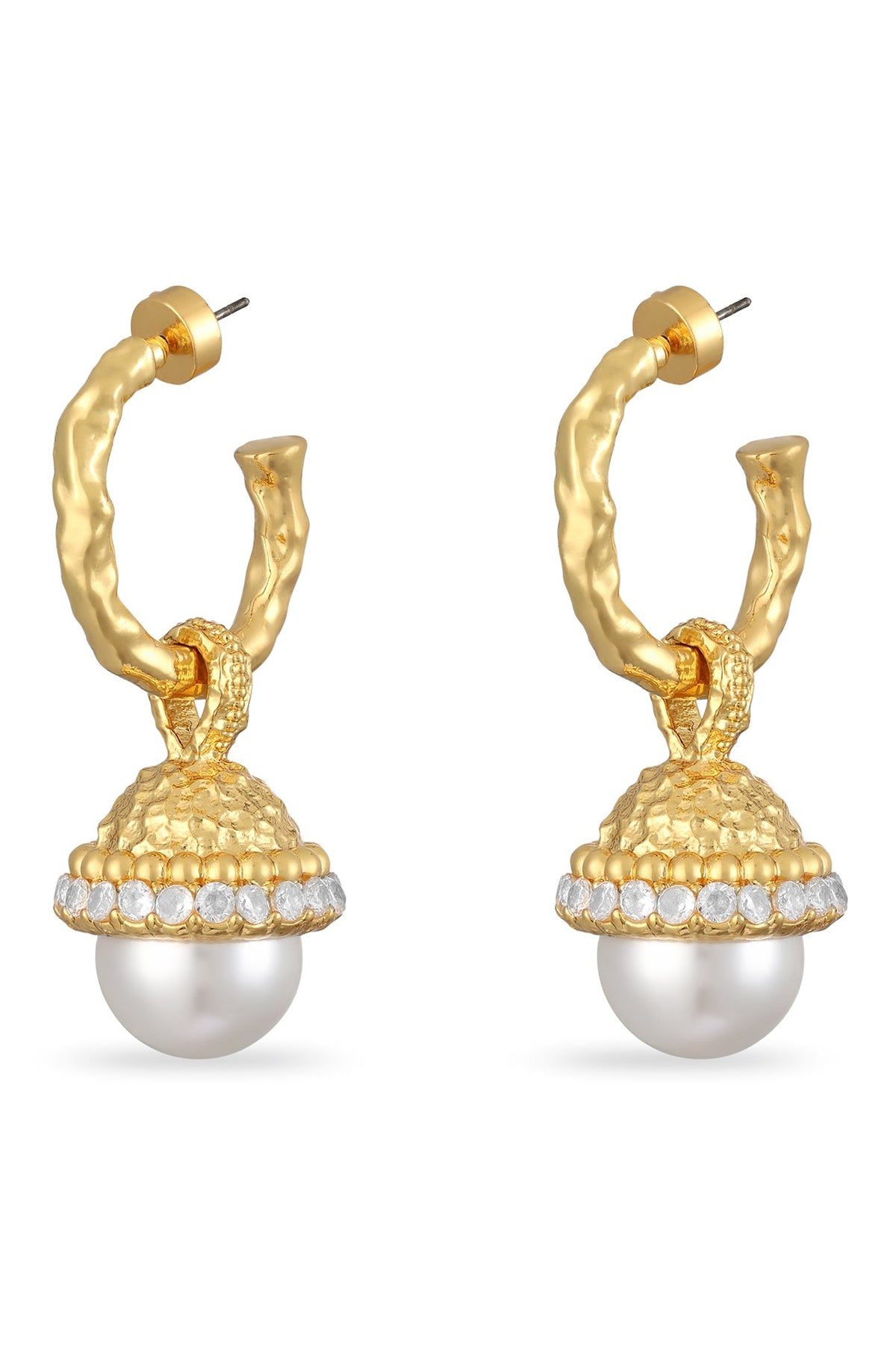 Gold Plated Brush-Shaped Drop Earrings