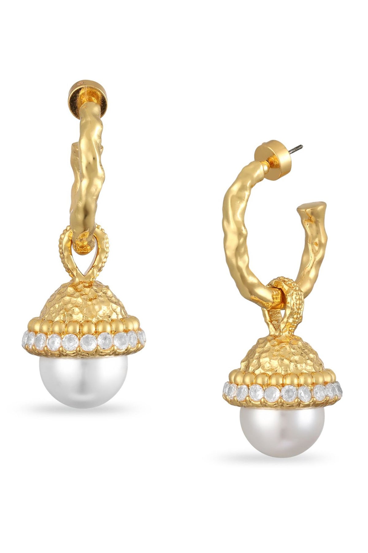 Gold Plated Brush-Shaped Drop Earrings
