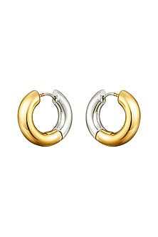 Two-Tone Finish Brass Mini Hoop Earrings