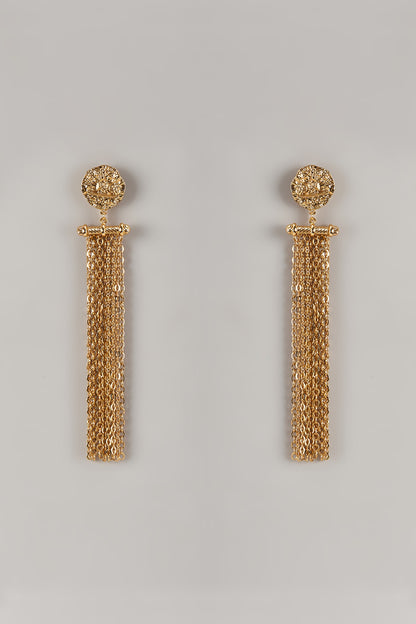 Gold Plated Tassel Drape Earrings