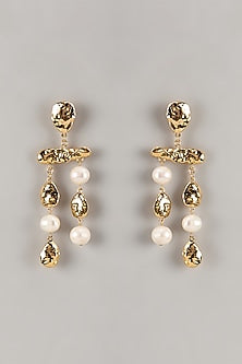Gold Plated Freshwater Pearl Dangler Earrings