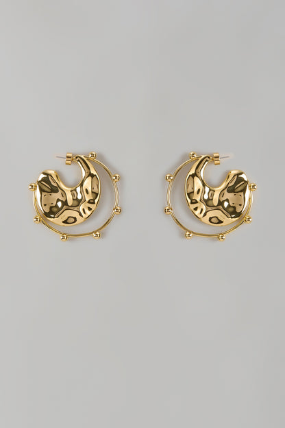 Gold Finish Orbit Hoop Earrings