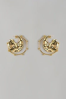 Gold Finish Orbit Hoop Earrings
