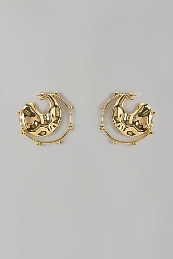 Gold Finish Orbit Hoop Earrings