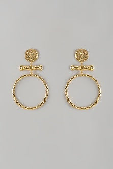 Gold Finish Orbit Statement Earrings
