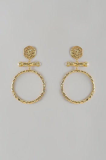 Gold Finish Orbit Statement Earrings