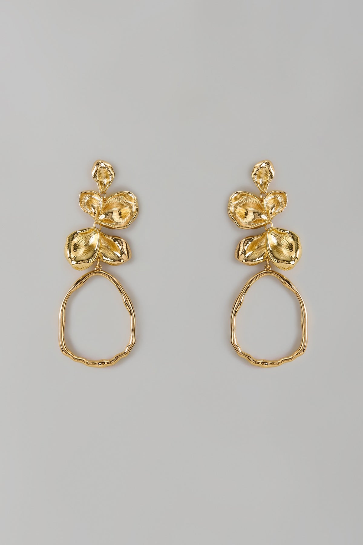 Gold Finish Floral Dangler Earrings