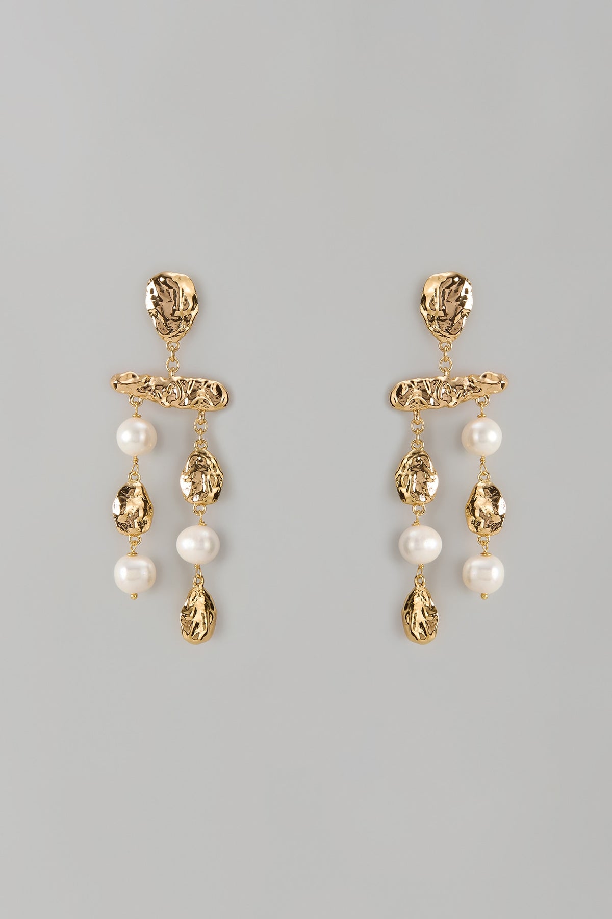 Gold Plated Freshwater Pearl Dangler Earrings