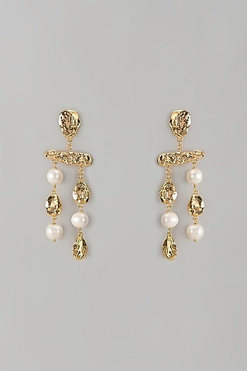 Gold Plated Freshwater Pearl Dangler Earrings