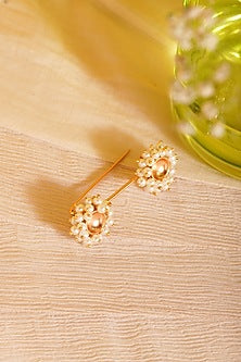 Gold Finish Pearl Brooch Pins (Set Of 3)