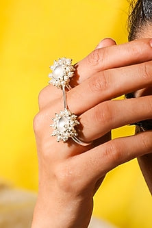 White Finish Pearl Double Ring