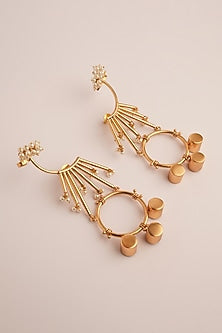 Gold Finish Pearl Dangler Earrings