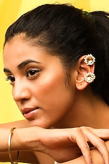 Gold Finish Pearl Stud Earrings