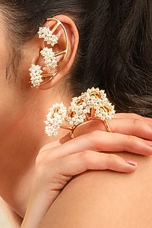 Gold Finish Pearl Ring
