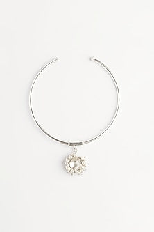 White Finish Silver Pearl Anklet