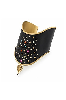 Gold Plated Multi-Colored Crystal & Cubic Zirconia Cuff Bangle