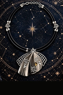 Silver Finish Crystal Sculpted Statement Necklace
