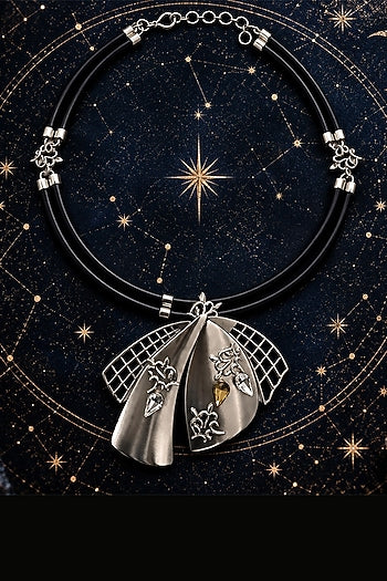 Silver Finish Crystal Sculpted Statement Necklace