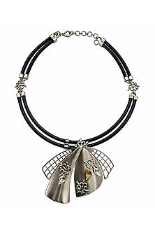 Silver Finish Crystal Sculpted Statement Necklace