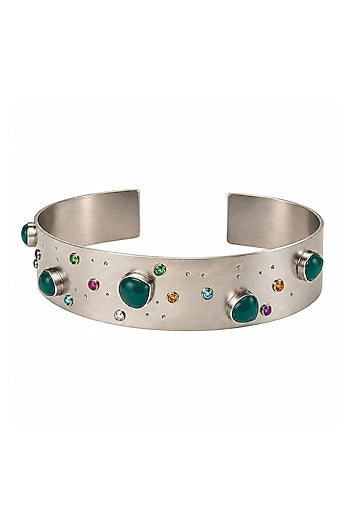 Silver Finish Crystal Statement Choker Necklace