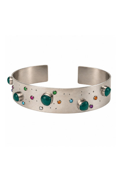 Silver Finish Crystal Statement Choker Necklace