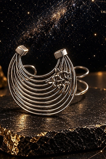 Silver Finish Floral Cuff Bangle