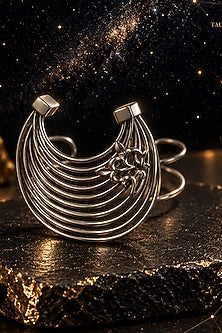 Silver Finish Floral Cuff Bangle