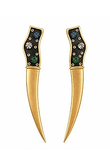 Gold Plated Cubic Zirconia Handcrafted Dangler Earrings