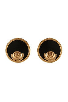Gold Finish Rose Stud Earrings