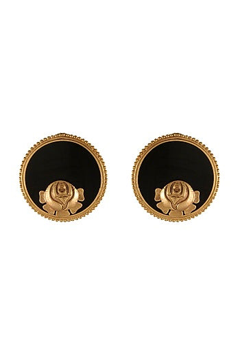 Gold Finish Rose Stud Earrings