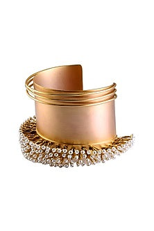 Gold Finish Pearl Cuff