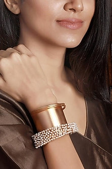 Gold Finish Pearl Cuff
