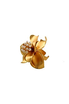 Gold Finish Pearl Ring