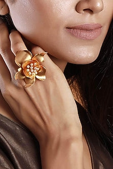 Gold Finish Pearl Ring