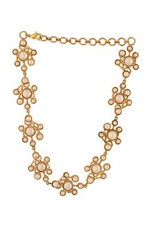 Gold Finish Pearl Choker Necklace