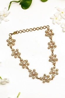 Gold Finish Pearl Choker Necklace