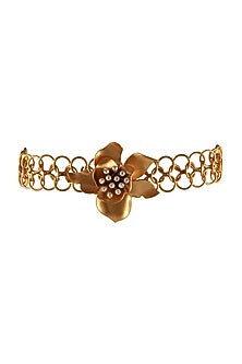 Gold Finish Pearl Links Choker Necklace