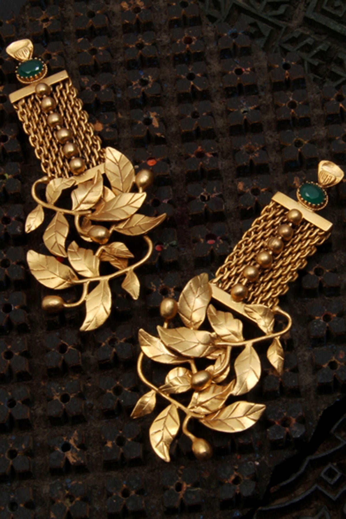 Gold Finish Crystal Mesh Dangler Earrings