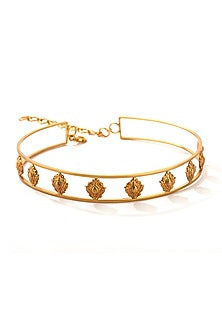 Gold Finish Floral Choker Necklace