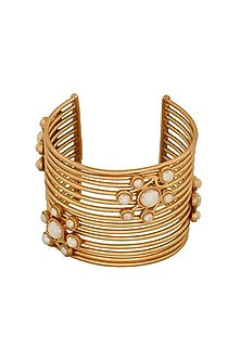 Gold Finish Pearl Cuff