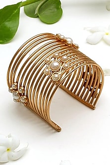 Gold Finish Pearl Cuff