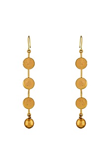 Gold Plated Coin Temple Dangler Earrings