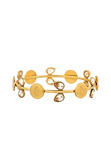 Gold Plated Coin & Crystal Temple Bangle